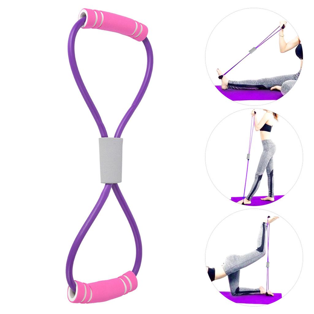 2Pcs 8-Shaped Pull Rope Chest Expander Elasticity Belt Stretching Strap Yoga Fitness Equipmentpurple