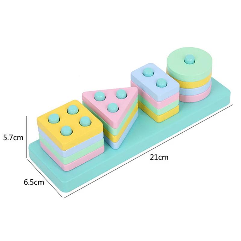 Baby Montessori Puzzle For Children 1 To 3 Years Wooden Toys Building Blocks Learning Educational Toys Color Shape Match Puzzle