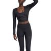 Reebok Solid Color Pullover Long Sleeve T-Shirt Women Tops Black H48419
