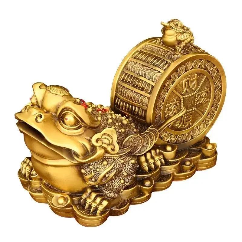 Copper Animal Golden Toad Pulling Wealth Three-legged Toad Ornament Home Office Decor