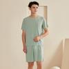 2Pcs/Set Men Pajamas Set O-Neck Short Sleeve T-shirt Elastic Waist Shorts Set Solid Color Home Clothing Suit