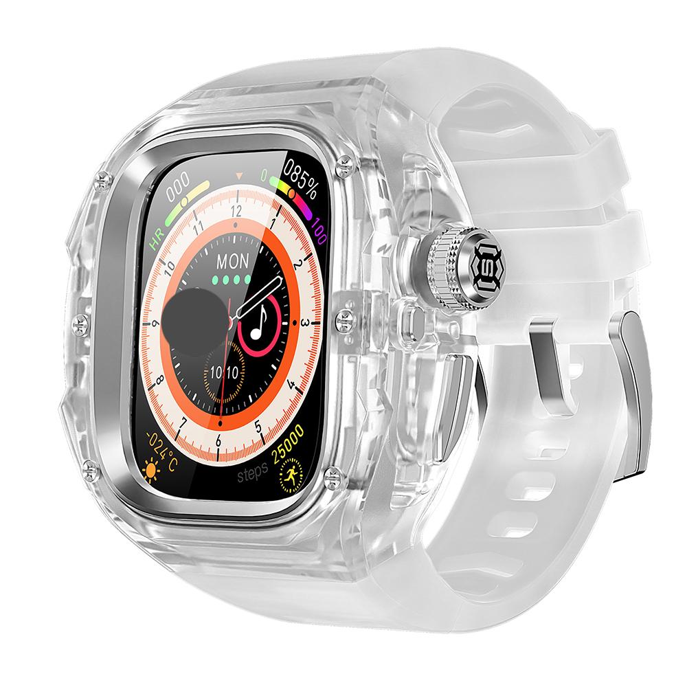 Rubber Modification Kit for Apple Watch Ultra 3 49mm Luxury Transparent Case Band for Iwatch Ultra2 1 49mm Fluororubber Mod Kit