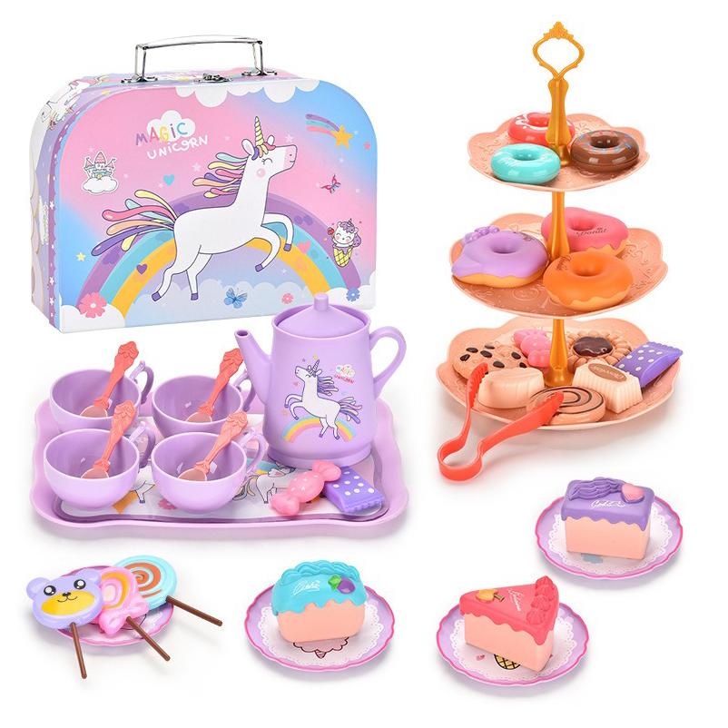 Tea Party Set for Little Girls,Kids Kitchen Pretend Play for Girls Boys Age 3-8, Kitchen Toys with Teapot,Cups,Plates & Storage Case,Princess Gift Set