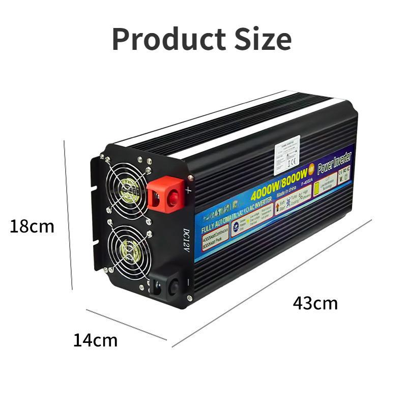 8000W High Power Car Inverter Solar Power Sine Wave Converter Outdoor Travel LCD Display Battery Inversor