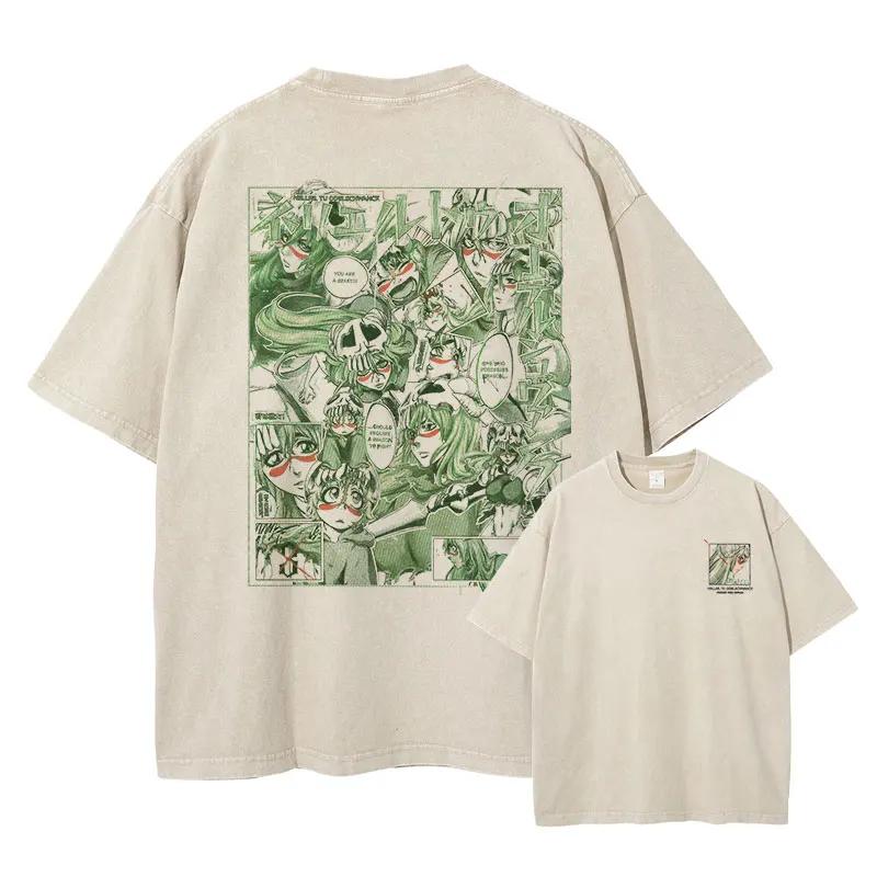 Grimmjow Aizen Ichigo Μπλουζάκι Anime Vintage Πλυμένα T Shirts Streetwear Rukia Kenpachi Manga Φαρδιά Y2k Κοντομάνικα Μπλουζάκια