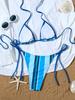 Gestreifter Print Krawatten-Dreieck Sexy geteilter Bikini Badeanzug für Damen