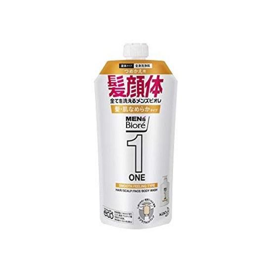 Mens Biore ONE All-in-One Body Wash Hair Skin Smooth Type Floral Soap Scent Refill 340ml Cleanses Face