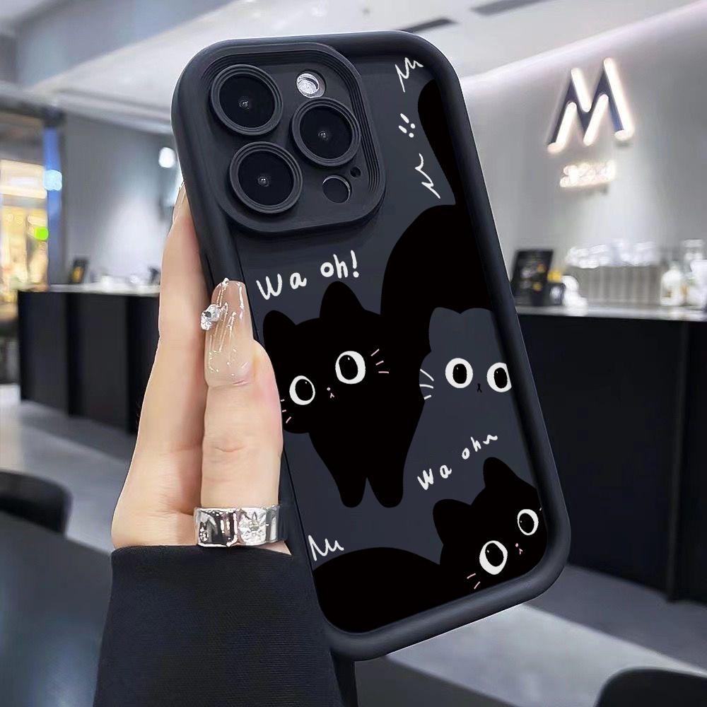 Cute Black Cat Phone Case for Xiaomi Redmi Note 14 13 12 12S 11 11S 10 9 Pro Plus A5 A3 14C 13C 12C 10C 9C 4G 5G Soft Cover