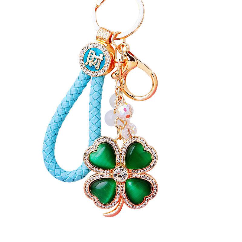 Metal Eye Cat Four Leaf Clover Keychain Car Handbag Pendant Trendy Decoration