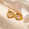 CARLIDANA New Arrival Minimalist Stainless Steel Gold Plated Stripes Hoop Earring Women Tarnish Free Chunky C Stud Earrings