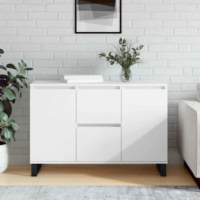 VidaXL Buffet, Armoire Latérale avec Pieds, Meuble de Rangement, Organisateur de Salon Salle de Séjour Intérieur, Blanc Bois 827212