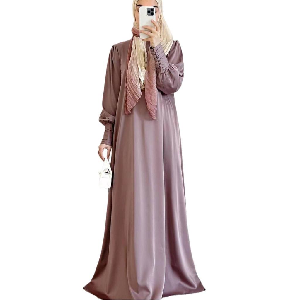 2024 Spring Luxury Soft Satin Swing Dress for Muslim Women