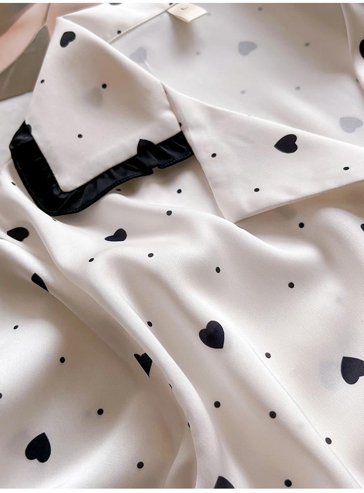 Women's Mulberry Silk Pajamas - Summer 2025 Style, Short Sleeve, Sweet Design, Long Pants Homewear