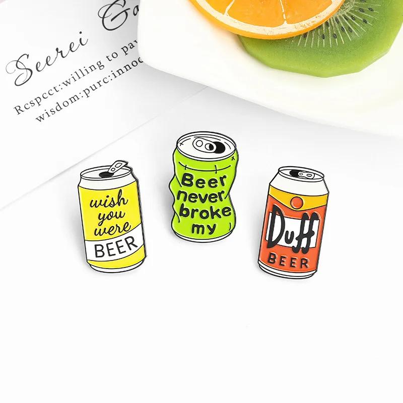 

3 Pcs New Cartoon Drink Can Brooch Creative Personality Letters Badge Pins for Backpacks Clothing Lapel Pin Gift