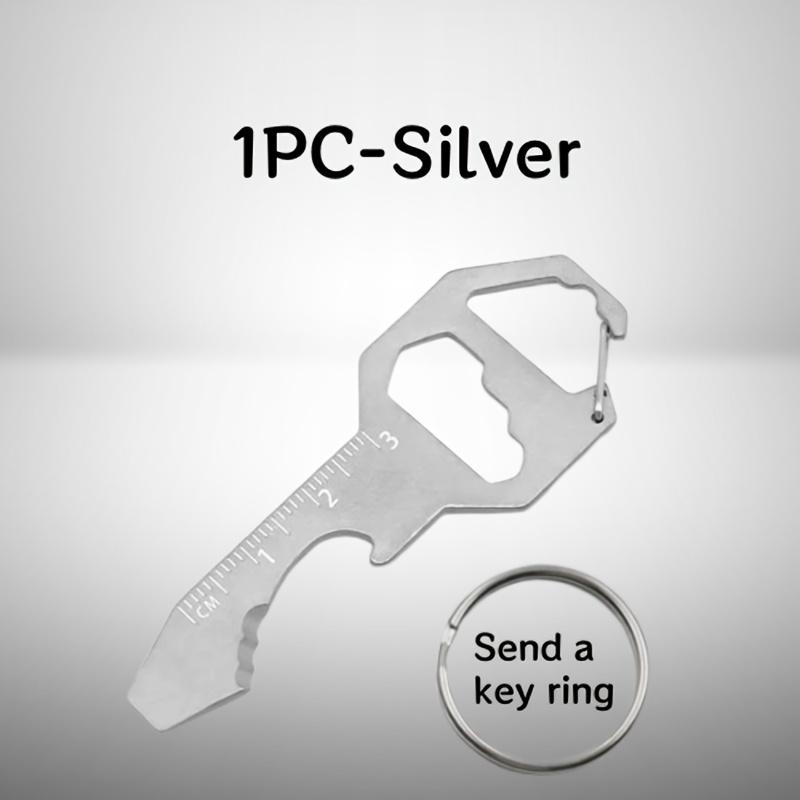 6 In 1 Keychain Pocket Tool for Bottle Opener Screwdriver Ruler Wrench Bit Driver File Portable Design Camping Accessories