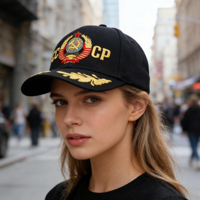 Soviet Union Letters Embroidered Cotton Baseball Cap Adjustable Fashion Outdoor Hat For Men And Women