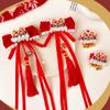 Hanfu Headdress Children New Year Hairpin Chinese Style Red Bow Hair Clip New Year Barrettes  Girls