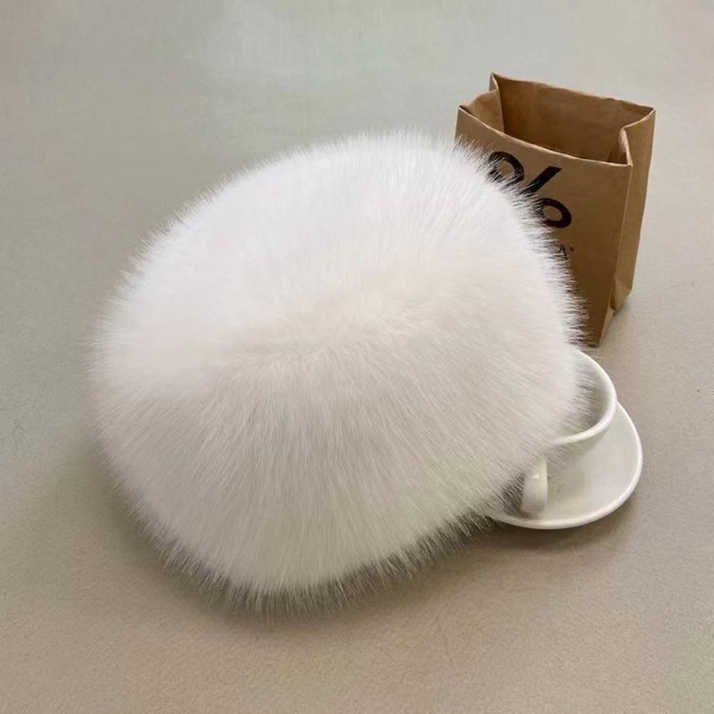 Fur Hat Women Warm Snow Ski Cap Female Fluffy Faux Fur Bucket Hat Thick Winter Outdoor Earwarmer Windproof Ear Protect Caps