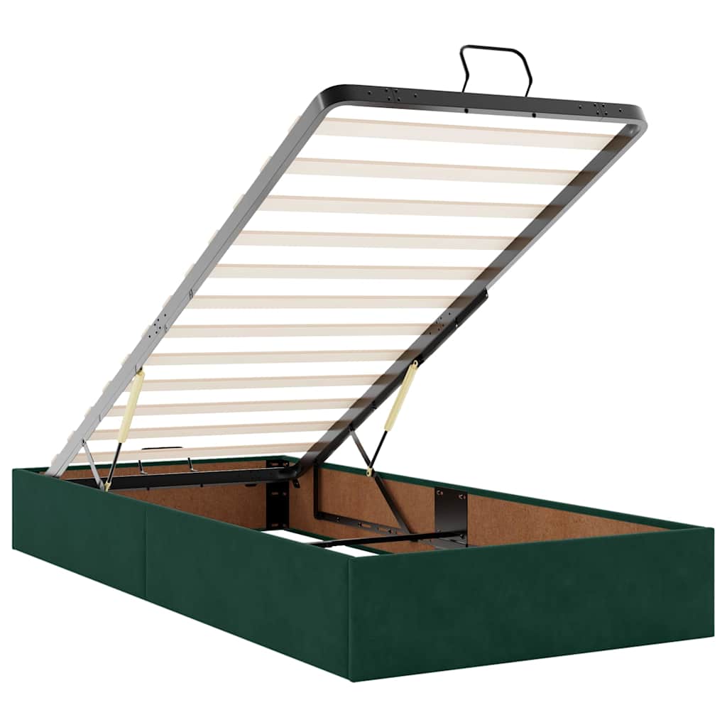 Ottoman Bed with Mattress Dark Green 90x200 Cm Velvet