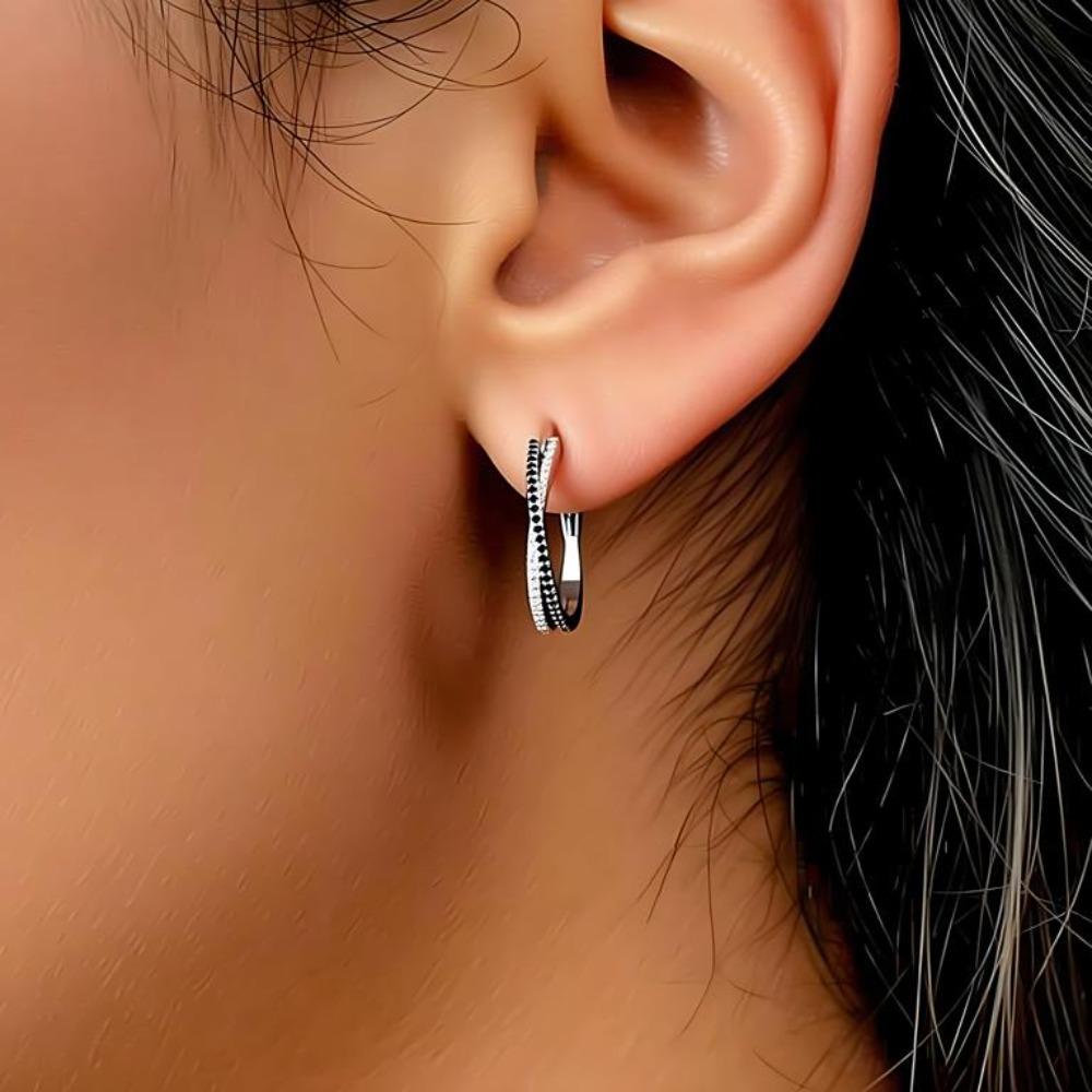 Black Awn Fashion Classic Hoop Earrings Cross Earrings