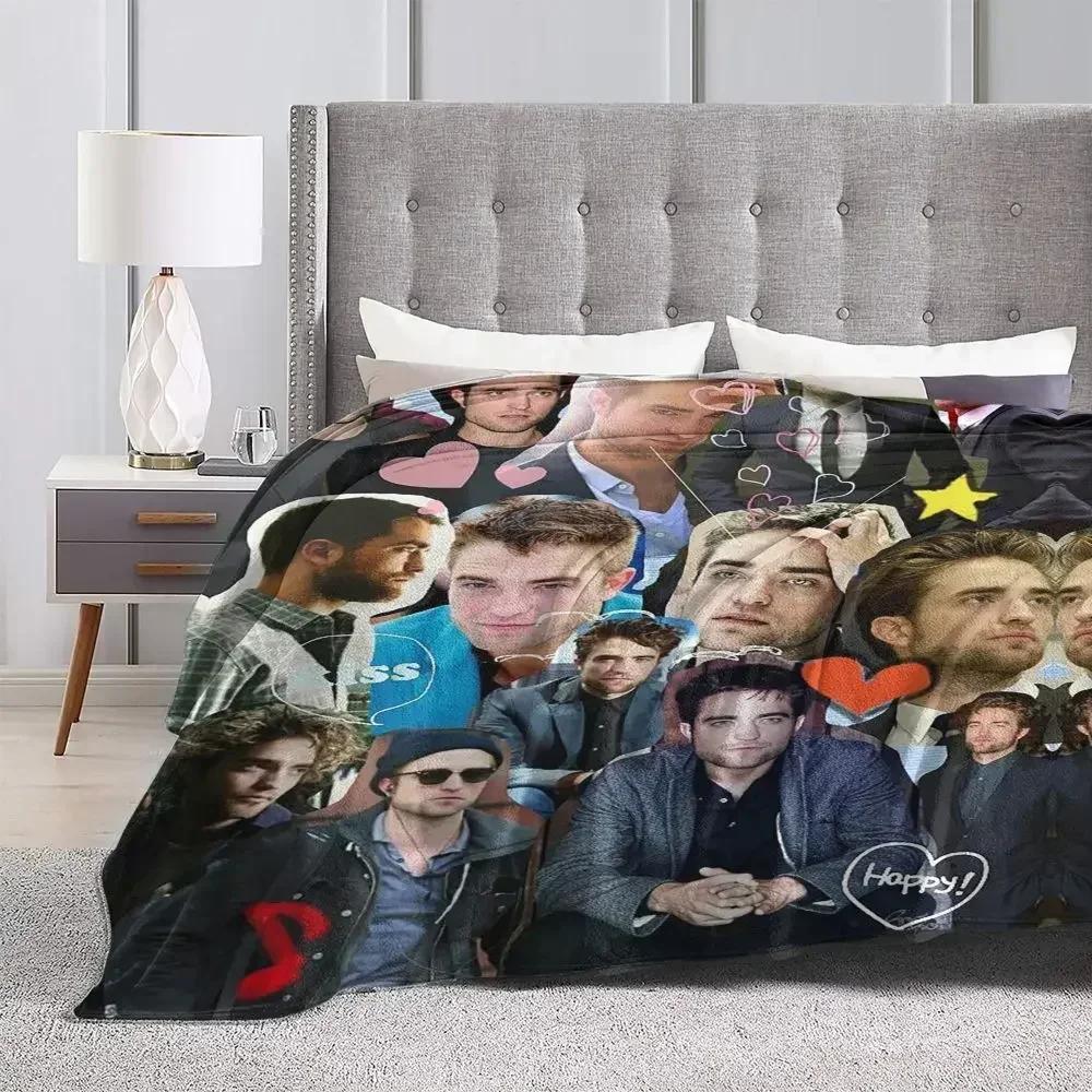 Robert Pattinson Collage Coral Fleece Plush Throw Blanket The Twilight Saga Movie Blankets for Bed Couch Soft Bed Rug