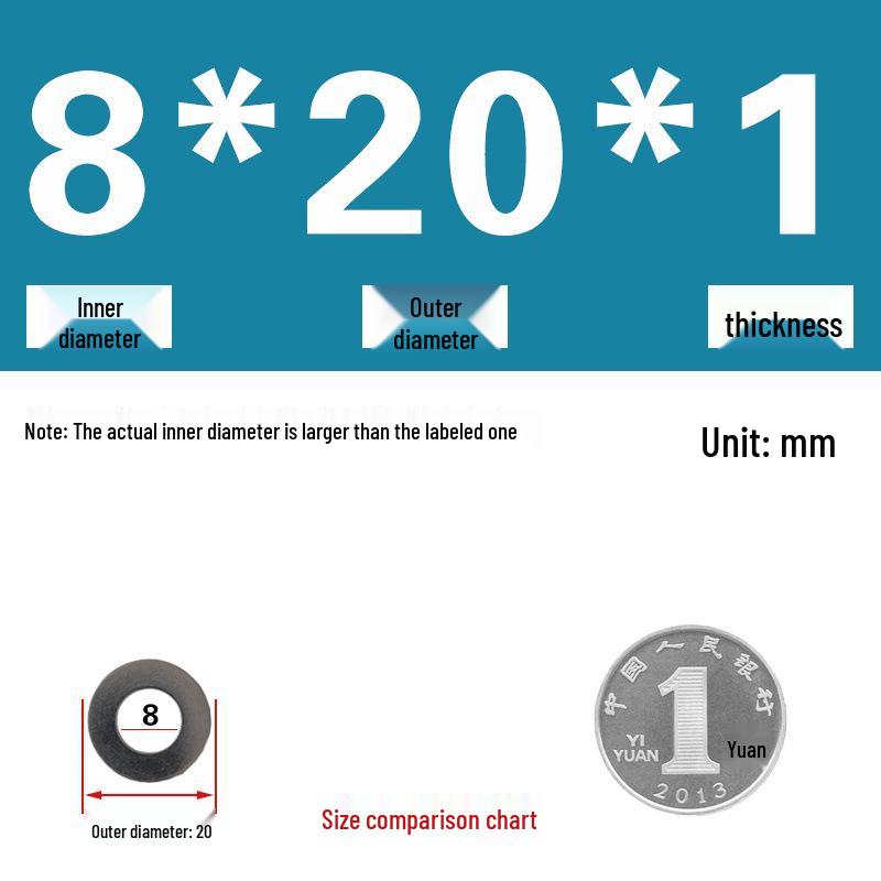 Galvanized Metal Flat Washer - Thin, Thickened, Enlarged Edge, Round, Sizes M3 to M10