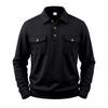 Camisa Polo de Manga Larga Holgada Retro Workwear con Cuello para Ocio al Aire Libre de Hombre de Primavera y Otoño