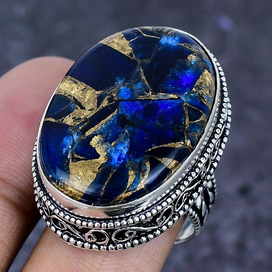 Natural Copper Tourmaline Gemstone 925 Sterling Silver Jewelry Ring Size 9 ETC-13899