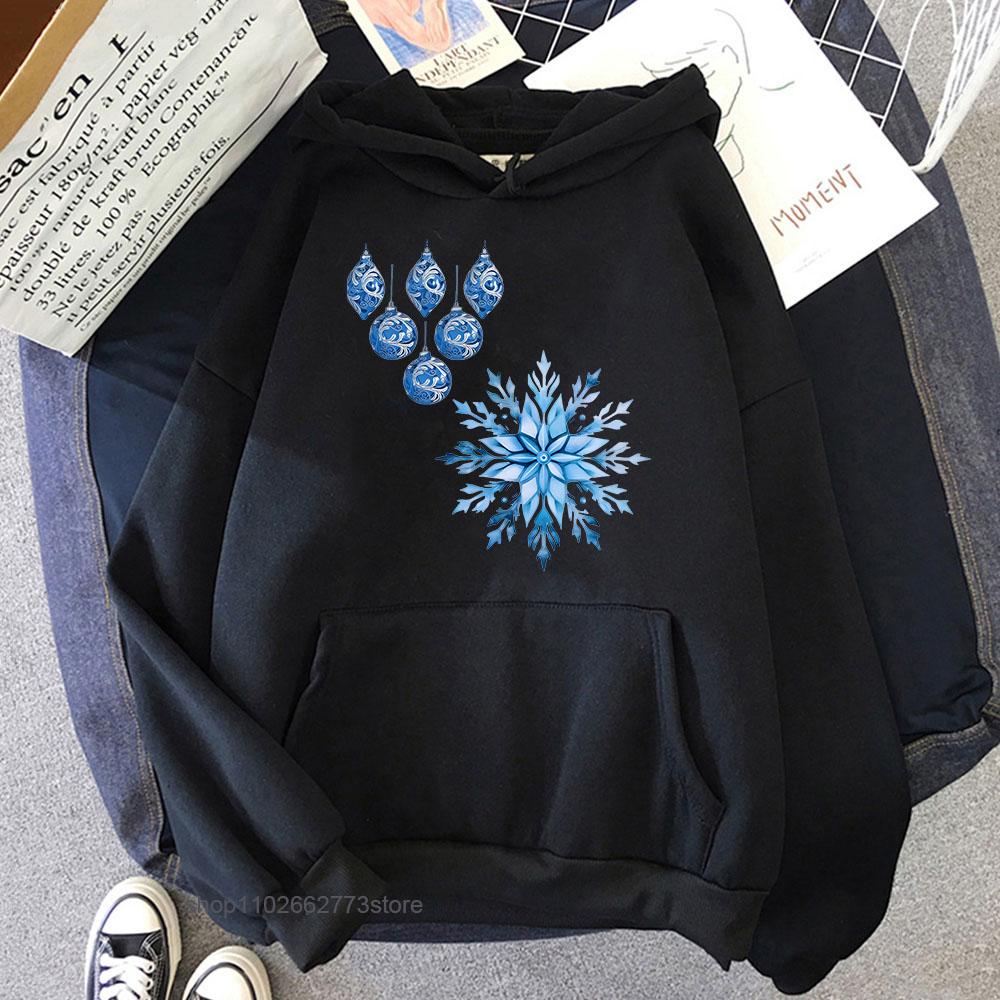 Chinoiserie Hoodies Blue and White Christmas Sweatshirts Men Y2k Sudaderas Women Long Sleeve Kpop Clothes
