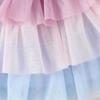 Girls Fashion Dress Summer Kids Casual Rainbow Halter Patchwork Mesh Cake Dress