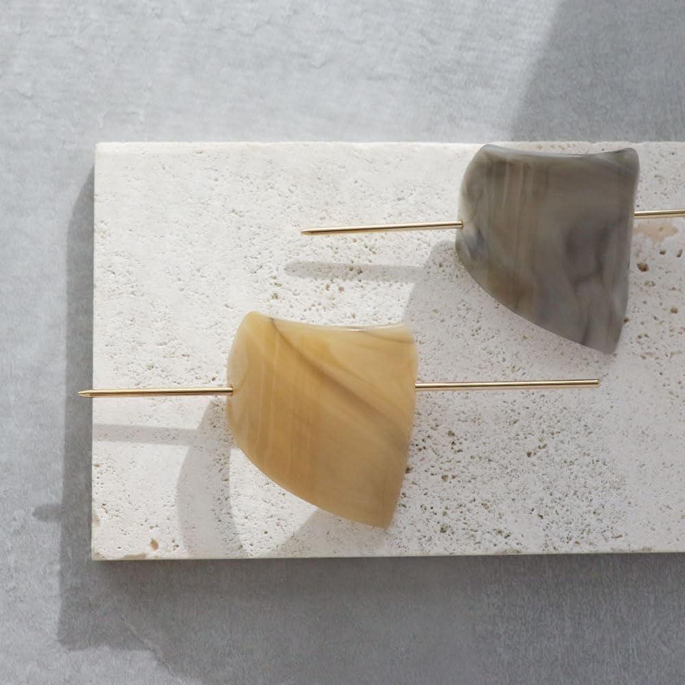 JewelVOX Majeste Hair Accessory for Simple Marble Kanzashi Hairpin in Muted Stylish for Adults Women, Shell-Style Colors, (Purple)