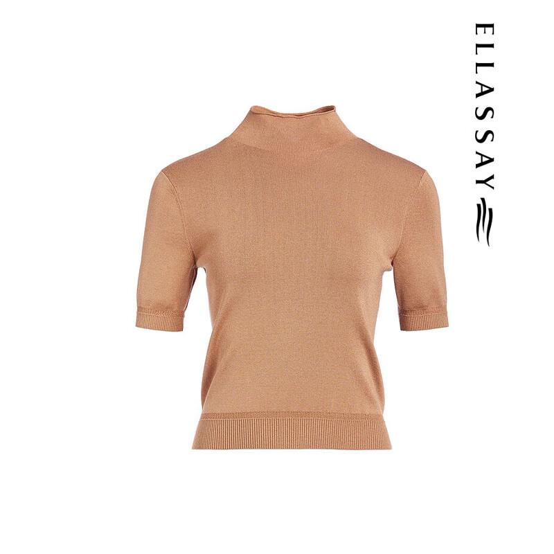 ELLASSAY Women's Slim-Fit Semi-High Collar Knit Top