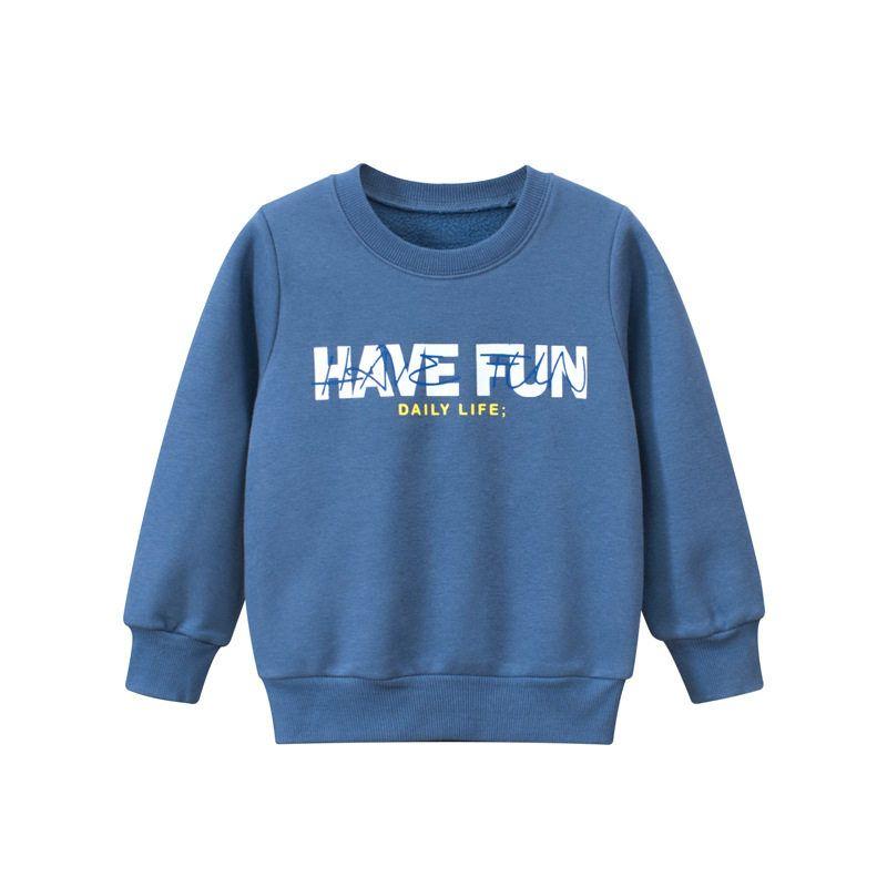 27Kids Sweater Fleece-Lined Pullover Children s Clothing with Letters Royal Blue 110