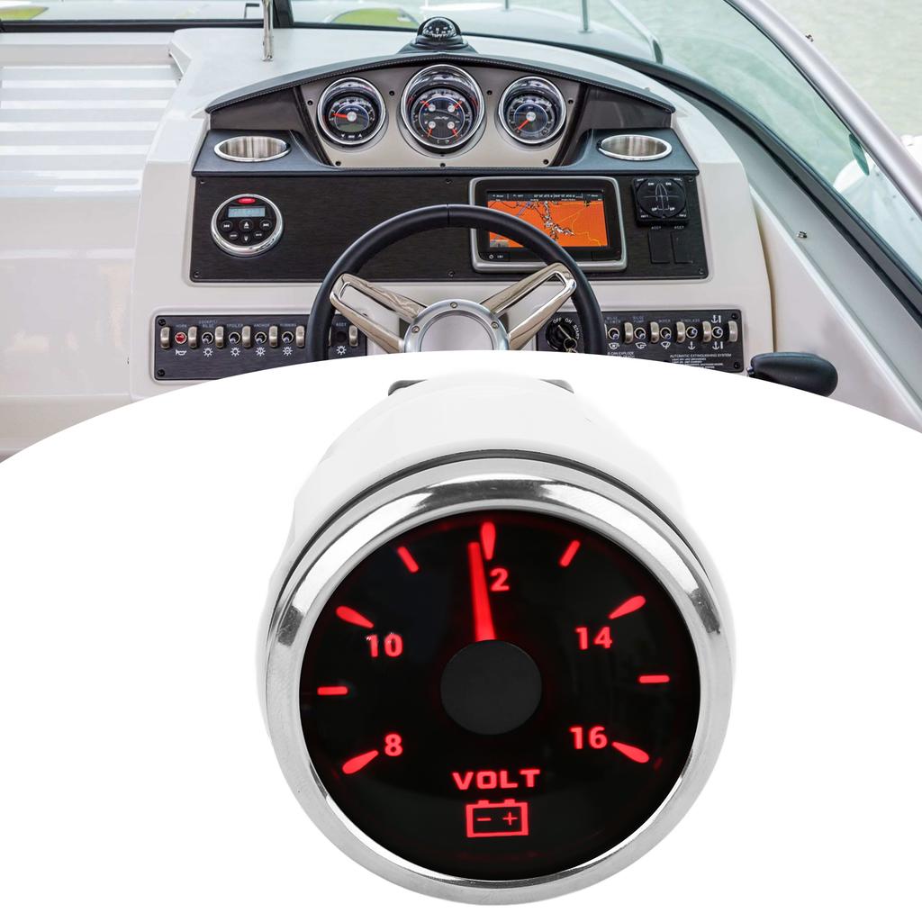 52mm Marine Voltage Gauge 8‑16V Pointer 7 Colors Backlight IP67 Waterproof Voltmeter for Boat RV Car 9‑32V