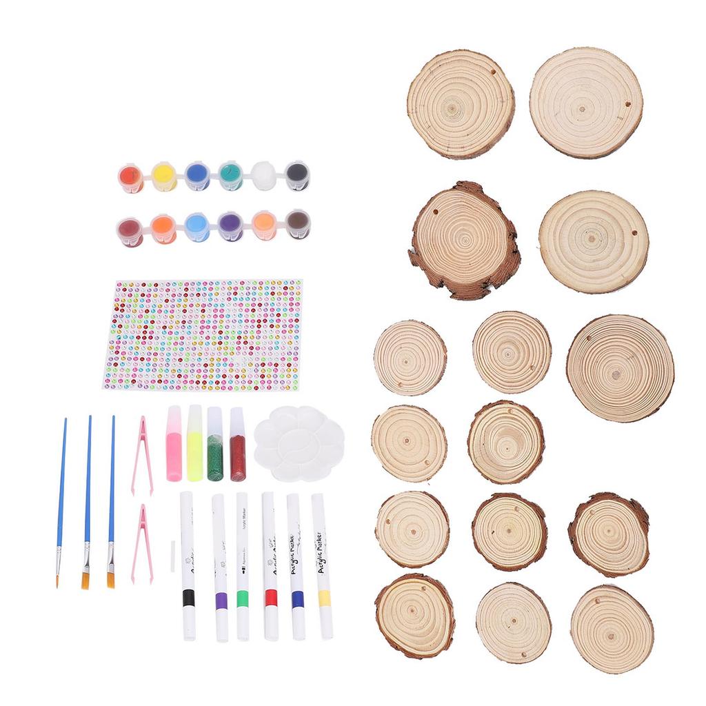 Kids Wooden Painting Crafts Kit Glow In The Dark Wood Slices with Painting Craft Activities Kits