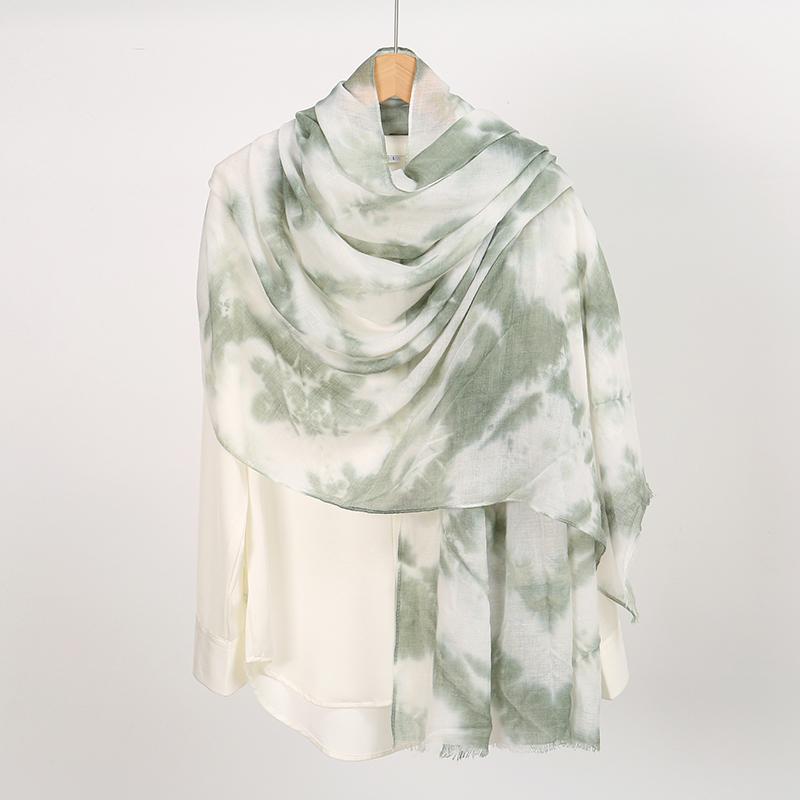 Watercolour Floral Printed Shawl for Women Breathable Light Weight Soft Scarf Cotton Rayon Viscose Woven Muslim Hijab