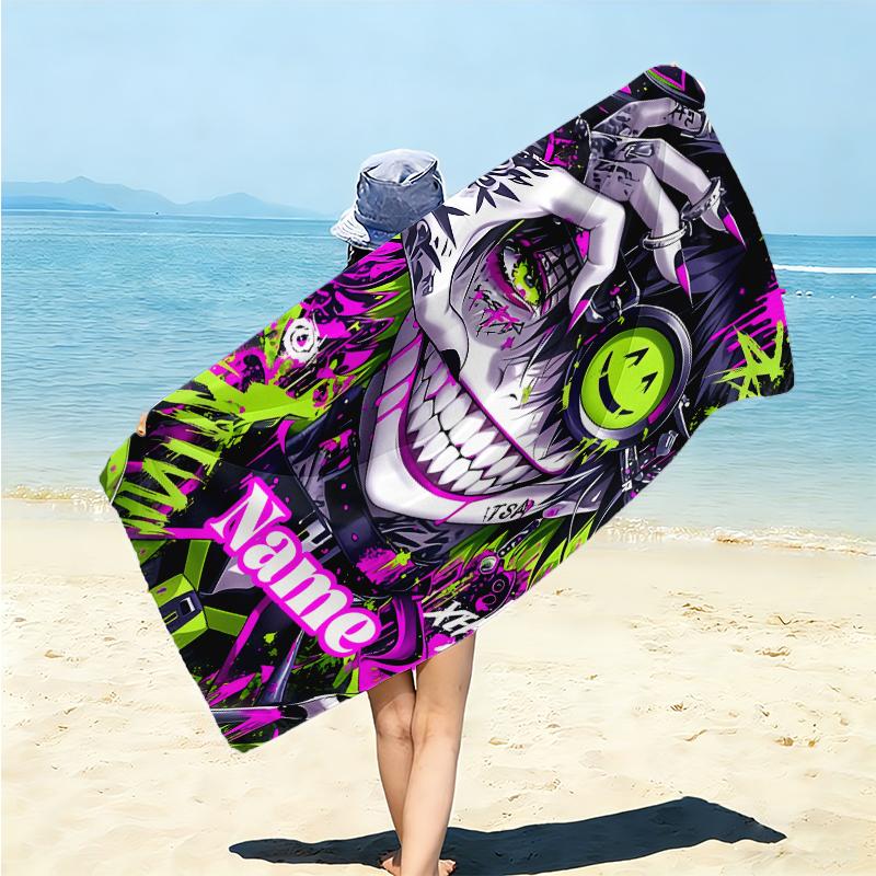 Personalized Electric Arcane Dance Beach Towel Microfiber Beach Towel Thin Absorbent for Beach Swimming Yoga Bath Sports. 091053