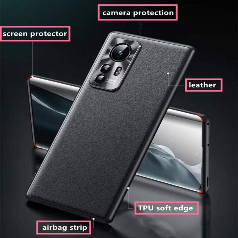 Voor Xiaomi 12 Hoesje Mi 12 Pro Stijlvolle Effen Lederen Cover 12X Luxe Zachte TPU Bumper Schokbestendig Voor Twelve Pr O Camera Bescherming