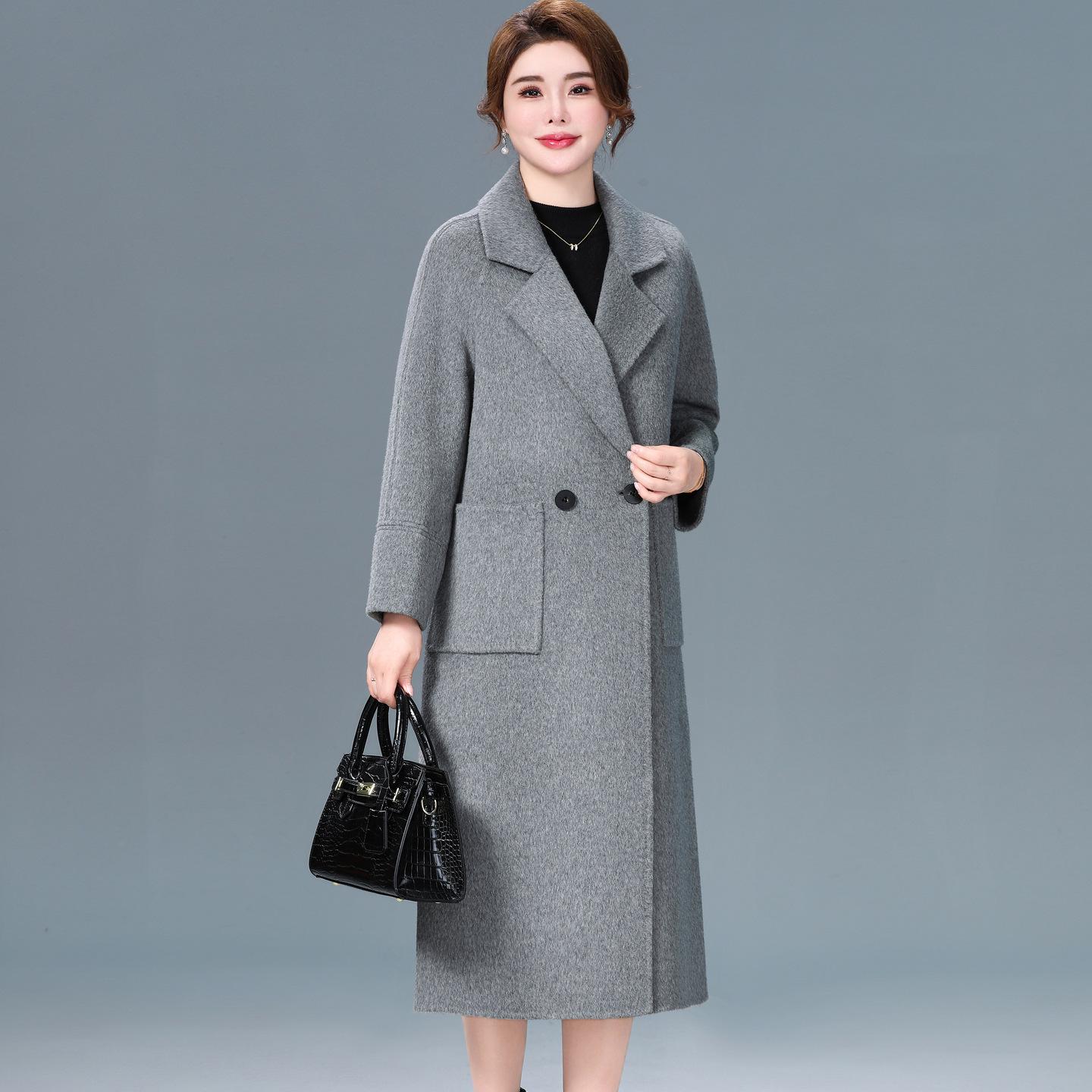 

Женское кашемировое пальто средней длины двустороннее - 2025 Осень/Зима Высококачественная шерстяная одежда с темпераментом XL (recommended 110-120 lbs)