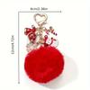 Heart Clasp Fluffy Ball Keychain Soft Plush Bag Charm Stylish Christmas Keychain  Party Favor