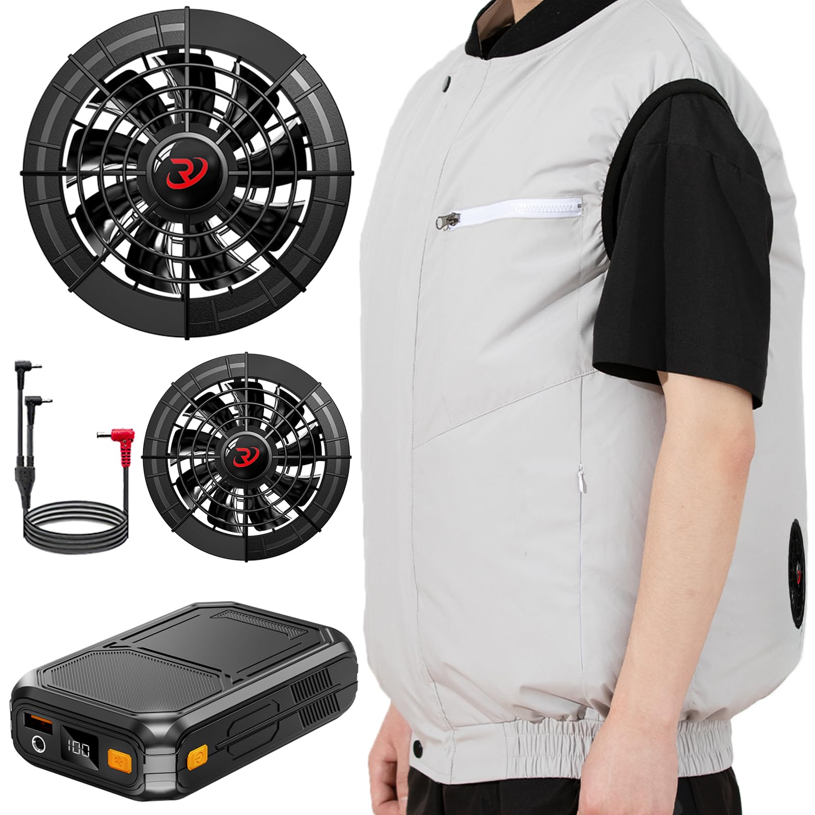 

Спецодежда CAVMHOT 2025 с бесщеточным вентилятором, двойным вентилятором для воздушного потока, PSE и до 36 часов непрерывной работы с большим кондиционированным серый