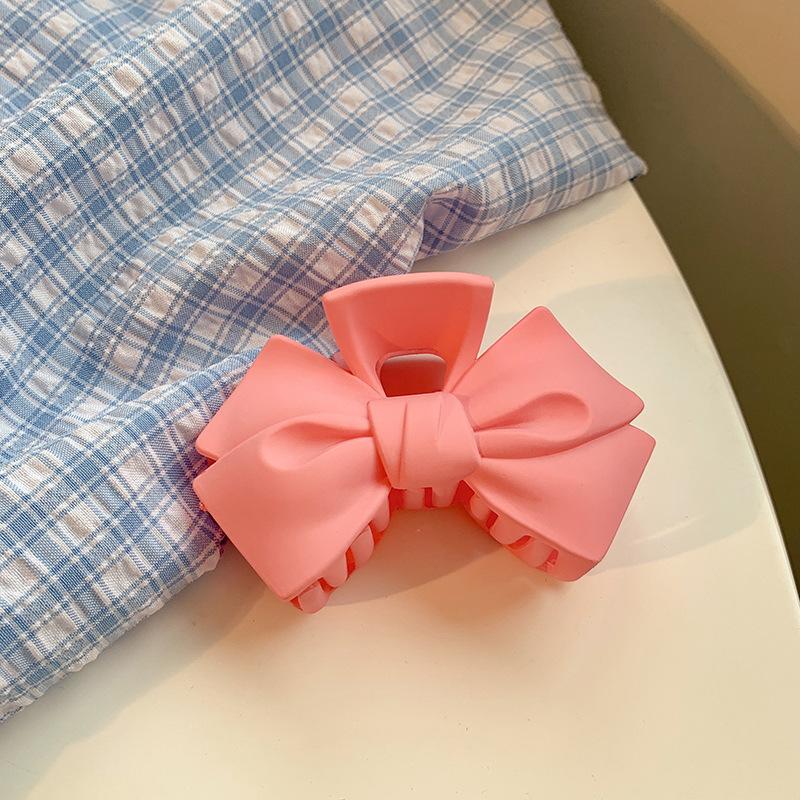New Candy Bowknot Hair Claw Clips Women Girls Matt Plastic Big Bow Ponytail Holder Hair Clamps Crab Barrettes Hair Accessories