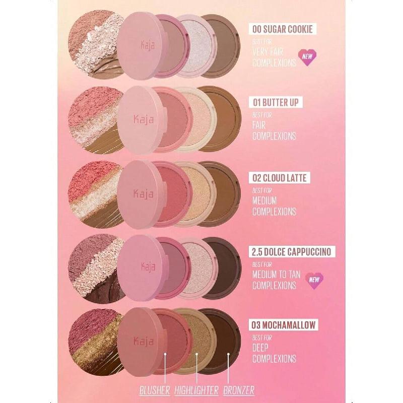 Kaja 3-In-1 Blendable Sculpting Trio -10g, With Mango Seed Butter, Cream Bronzer Powder Blush Highlighter Trio, Blendable Multi-Texture Formula,