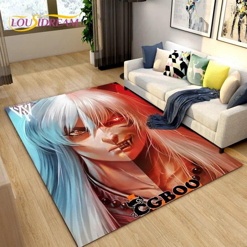 Inuyasha Japan Anime Cartoon Area Rug,Carpet Rug for Living Room Bedroom Sofa Doormat Decoration,Kids Play Non-slip Floor Mat