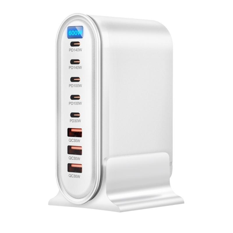 8Port Charger 600W Highly Speed Charging PD100W Port Compatible for Phone Devices for Homes Offices Devices Use