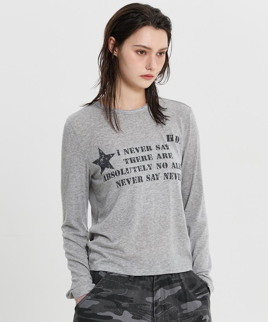 HOODHOOD Never Say Never Long Sleeve T-Shirt Gray