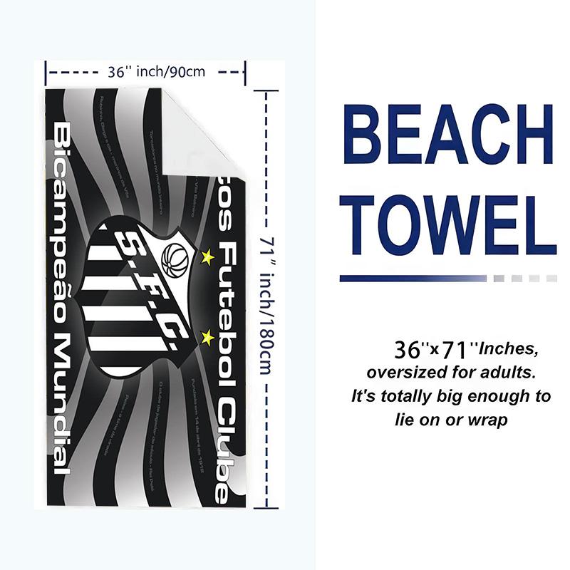 Santos FC Logo Print Beach Towel, Large Soft Quick Dry Towel for Beach Camping Swimming