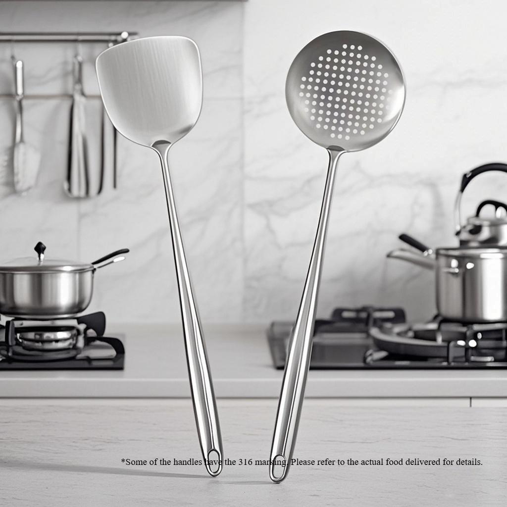 304 Stainless Steel Wok Spatula Metal kitchen utensils Slotted Turner Spoon Ladle Cooking Tools Utensil Set Kitchen Accessories