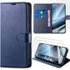 Protective Case - E.F.Connection - for Google Pixel 10 Pro XL - Navy Blue Synthetic Leather - 2 Screen Protectors Included