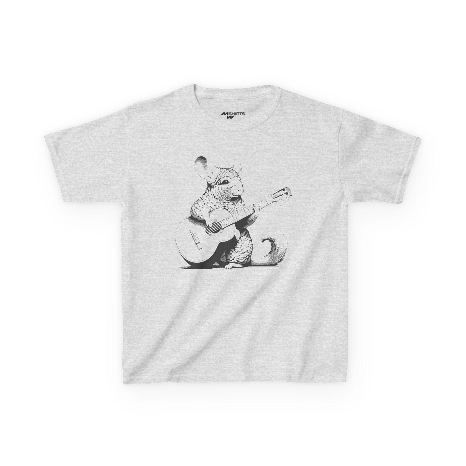 Chinchilla Guitarist Kids Tee: Fun Animal Graphic T-Shirt S